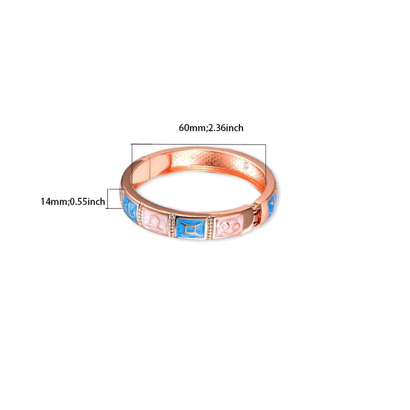 Wholesale Twelve Constellations Enamel Oil Drip Opening Zinc Alloy Bracelet